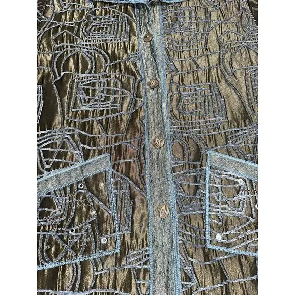 Yak Magik Women’s Jacket Embroidered Embellished Metallic Artsy Boho Nepal M/L - Picture 6 of 16